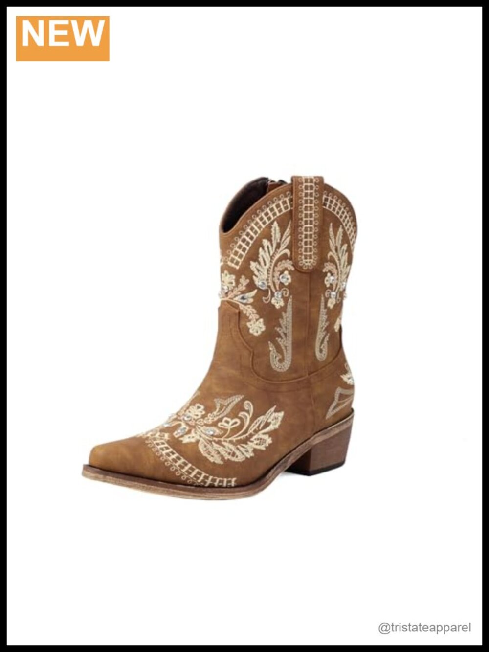 Women's Western Ankle Booties Pointed Toe Cowgirl Boots PU Leather Fringe